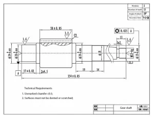 Figure 1 Gear Shaft Machining Drawing(1)