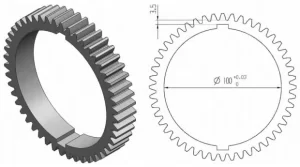 Figure 1 Structural Diagram of a Keyway Equipped Thin Wall Gear Ring