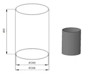 Figure 1 Thin walled cylindrical shell component (units mm) Figure 1 Thin walled cylindrical shell component (units mm)