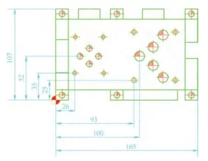 Figure 12 Schematic showing dimensional reference annotations and standardized labeling for identical hole diameters