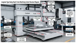 Fig 4 Longmen Type Swing Head 5 Axis Machining Center Structure Diagram Fig 4 Longmen Type Swing Head 5 Axis Machining Center Structure Diagram