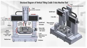 Fig 6 Structural Diagram of Vertical Tilting Cradle 5 Axis Machine Tool Fig 6 Structural Diagram of Vertical Tilting Cradle 5 Axis Machine Tool