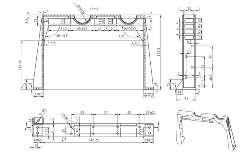 Figure 1. Thin walled aluminum alloy component with low rigidity