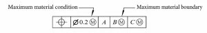 Figure 1 29 Example of Maximum Material Symbol Annotation Figure 1 29 Example of Maximum Material Symbol Annotation
