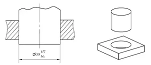 Figure 1 40 Example of hole shaft fit annotation applying the envelope principle Figure 1 40 Example of hole shaft fit annotation applying the envelope principle