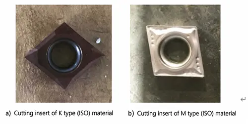 Figure 3 Carbide inserts selected for trial machining Figure 3 Carbide inserts selected for trial machining