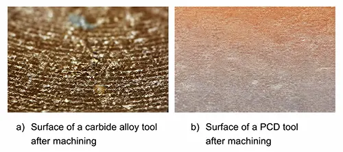 Figure 6 Comparison of part surfaces machined with different cutting tools Figure 6 Comparison of part surfaces machined with different cutting tools