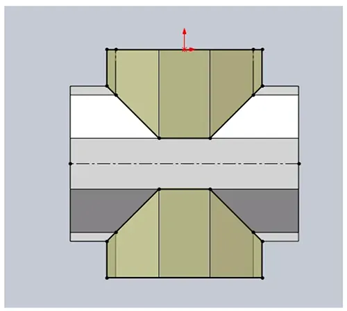 Figure 10. A closed sketch outline is obtained after extending and connecting Figure 10. A closed sketch outline is obtained after extending and connecting