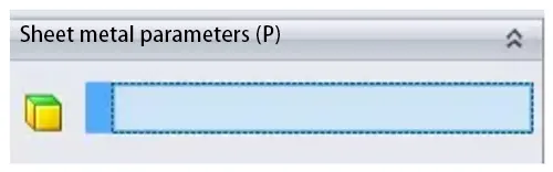 Figure 14. Left hand Sheet Metal Parameters panel reeady to begin setting Figure 14. Left hand Sheet Metal Parameters panel reeady to begin setting