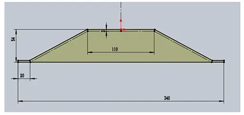 Figure 3. Symmetrical section drawn on the reference plane (critical dimension 110 340) Figure 3. Symmetrical section drawn on the reference plane (critical dimension 110 340)