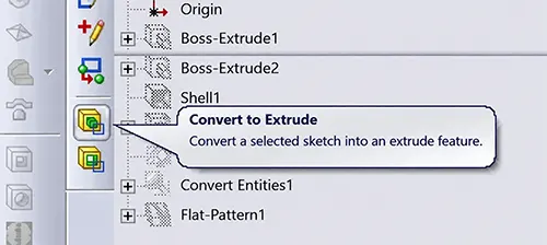 Figure 4. Click the Extrude Boss button to prepare to extrude it into a solid Figure 4. Click the Extrude Boss button to prepare to extrude it into a solid