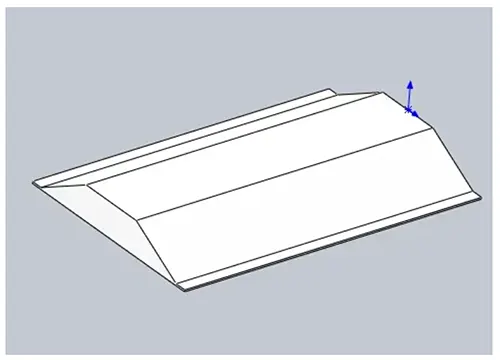 Figure 5. Extrusion length 500, generating the first solid segment Figure 5. Extrusion length 500, generating the first solid segment