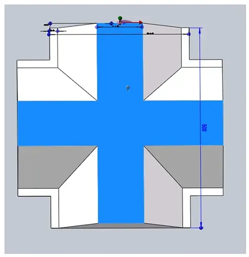 Figure 7. Selecting a face as the sketch reference plane (highlighted in blue) Figure 7. Selecting a face as the sketch reference plane (highlighted in blue)